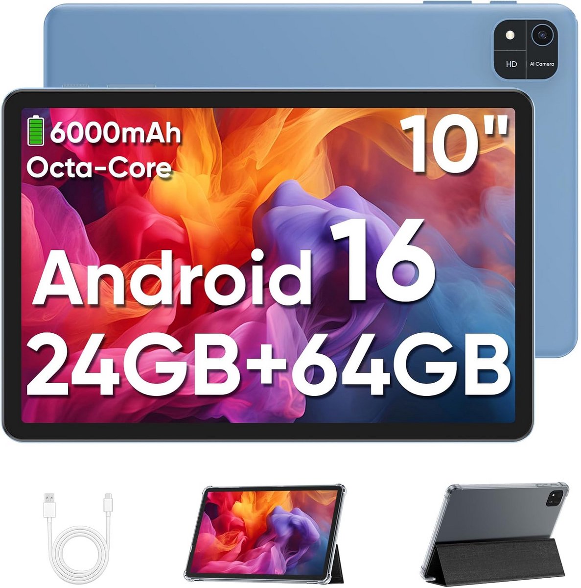 Krachtige Android 16 Tablet 10 Inch met 24GB RAM en 1080p Scherm