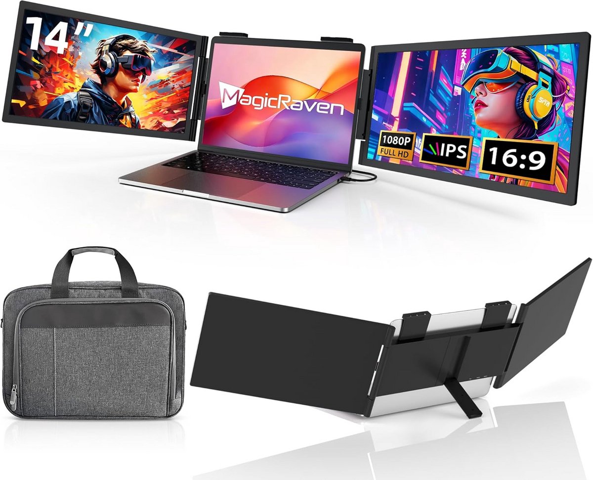 Draagbare Dubbele Monitor 14 Inch 1080P voor Laptop Uitbreiding USB-C Plug and Play