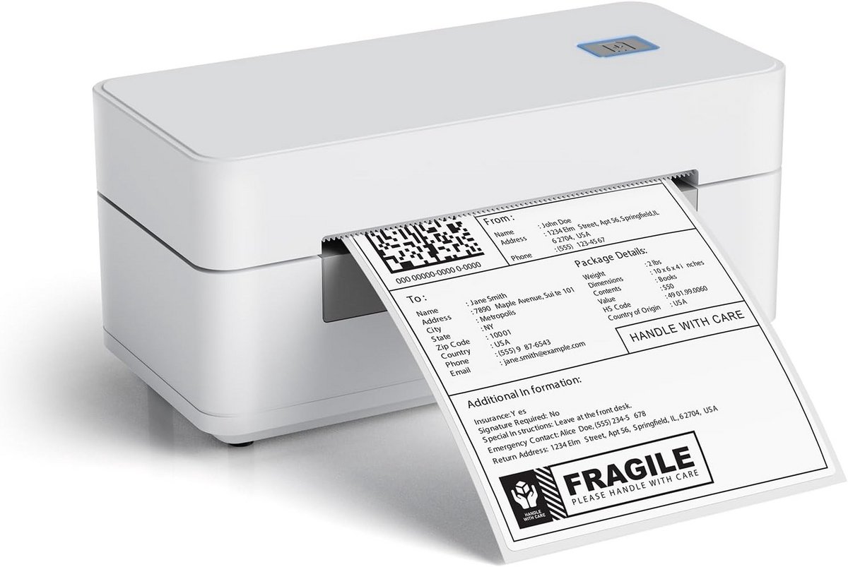 Draadloze Thermische Verzendlabelprinter met Bluetooth voor Pakketlabels en Barcodes