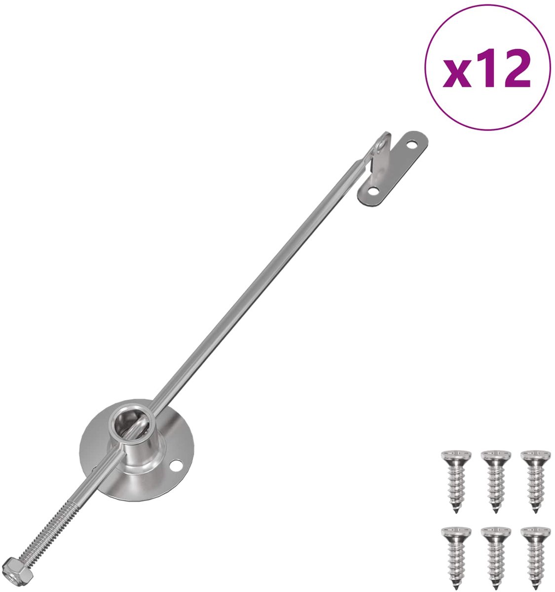 vidaXL - Trekkant-hengsel - 12 - pcs - Zilver - 190 - mm - Metaal