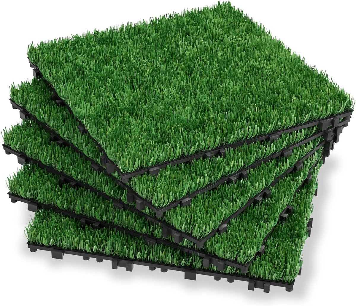 ACXIN Kunstgras Grastegels 11 stuks - 30x30cm - 4cm dik - 1㎡ - Voor Tuin, Terras & Balkon