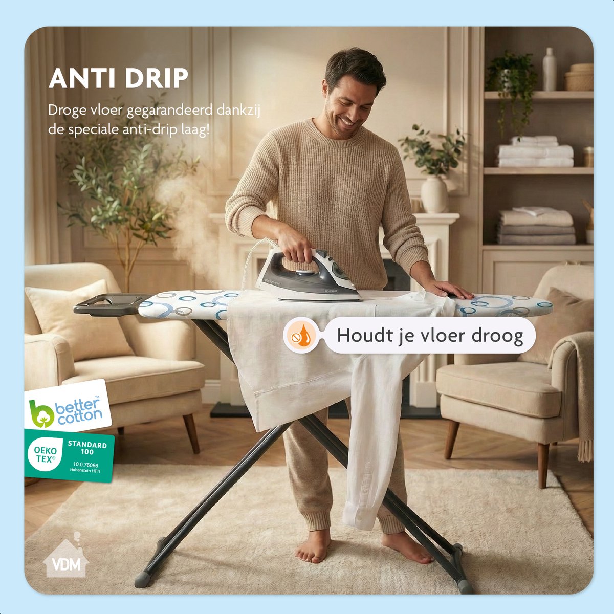 LaundrySpecialist 5-laagse Strijkplankhoes Active - tot 50% sneller strijken - Strijkplankovertrek - Stoom weerkaatsen - Maat M voor een breedte van 38 tot 45 cm en een lengte van 119 tot 125 cm - Universele strijkhoes — cadeau in Cadeau-ideeën - foto 4