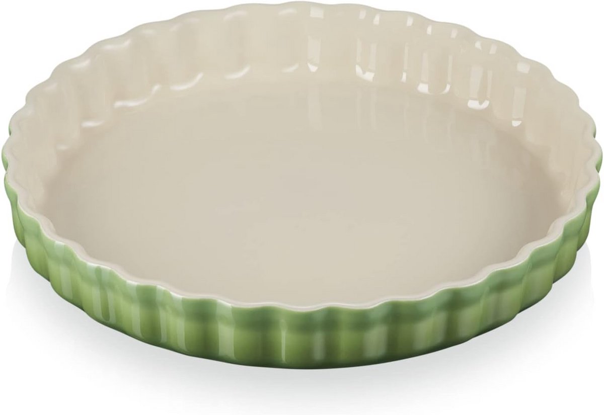 Ronde Geribbelde Vlaaivorm en Taartenschotel van Aardewerk - Ø 28 cm