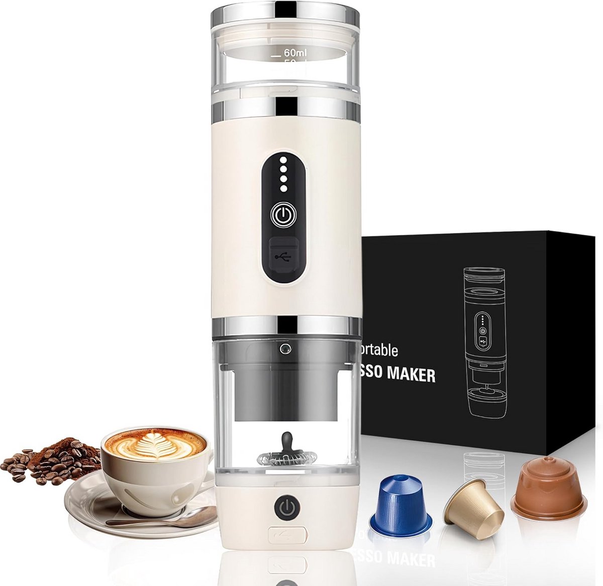 Draagbare 3-in-1 Espressomachine met Melkopschuimer voor Onderweg