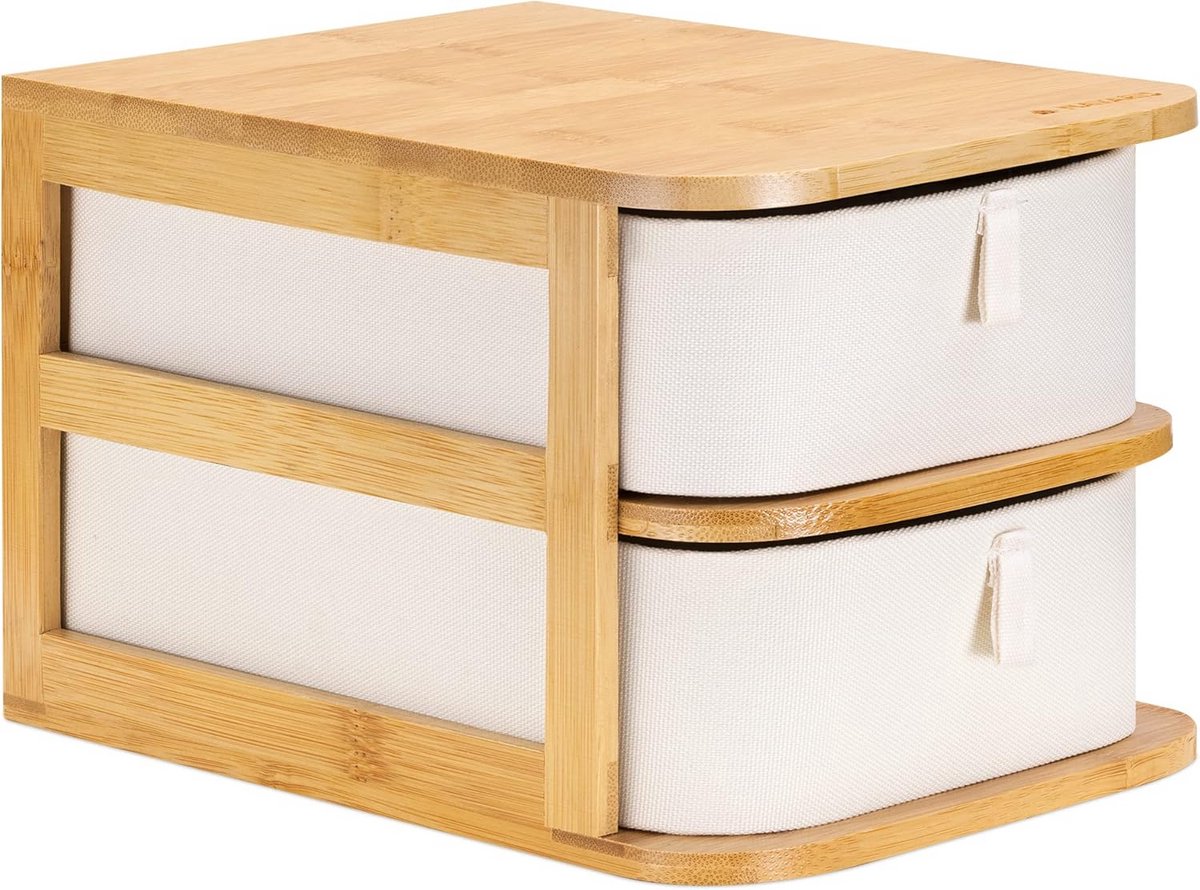 Dubbele Make-up Opberglade met Bamboe Frame - Organizer voor Toiletartikelen en Cosmetica