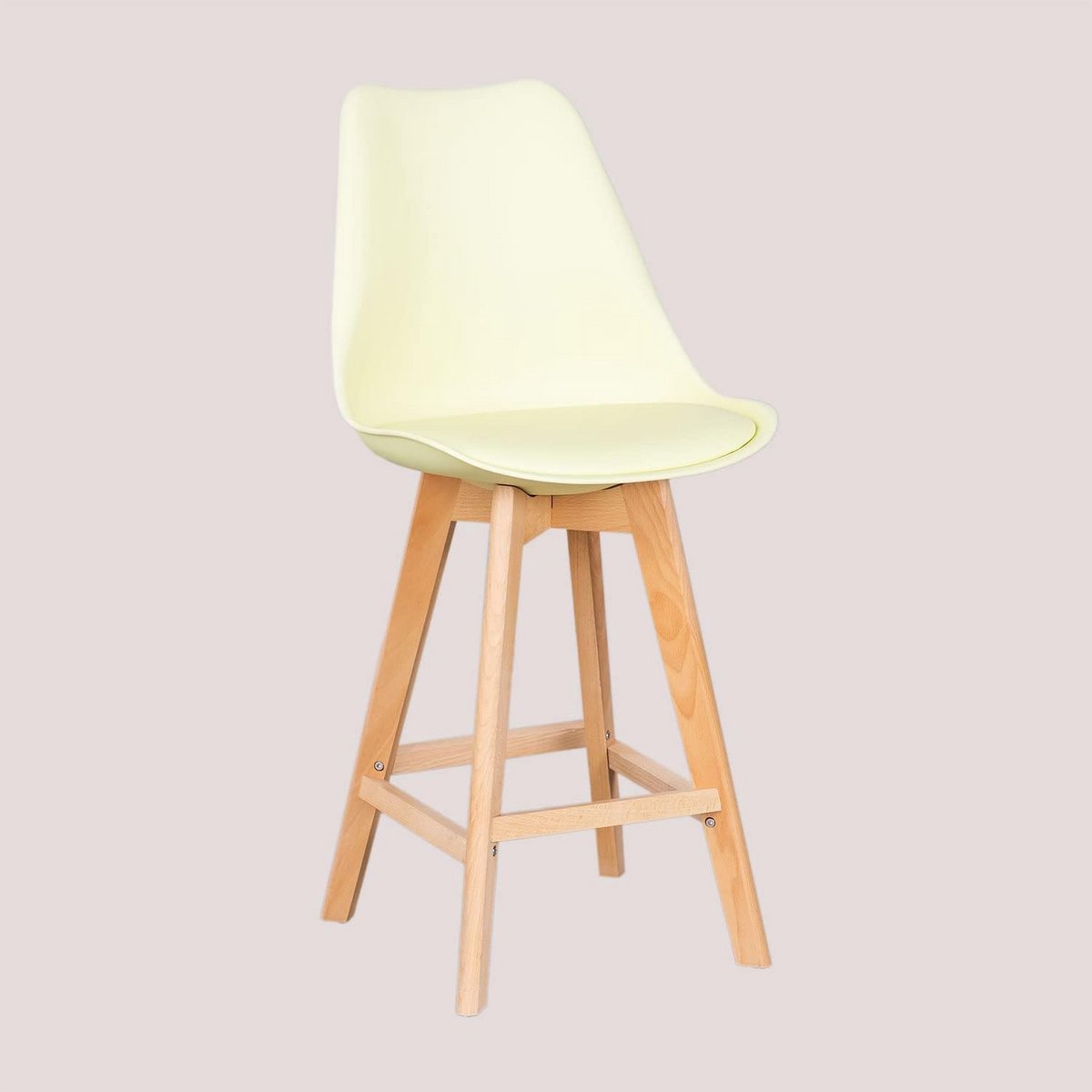 Hoge Kruk Zitje met Kunstleren Kussen - Zit Hoogte 67 cm - Scandinavisch Design
