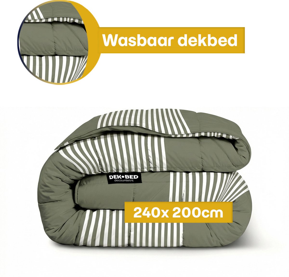 Dekbed-Discounter - Fresh and Co Dekbed Zonder Overtrek 240 x 200 cm - Wasbaar dekbed - Wasbaar op 40 graden - Anti-allergisch - Vertical Lines
