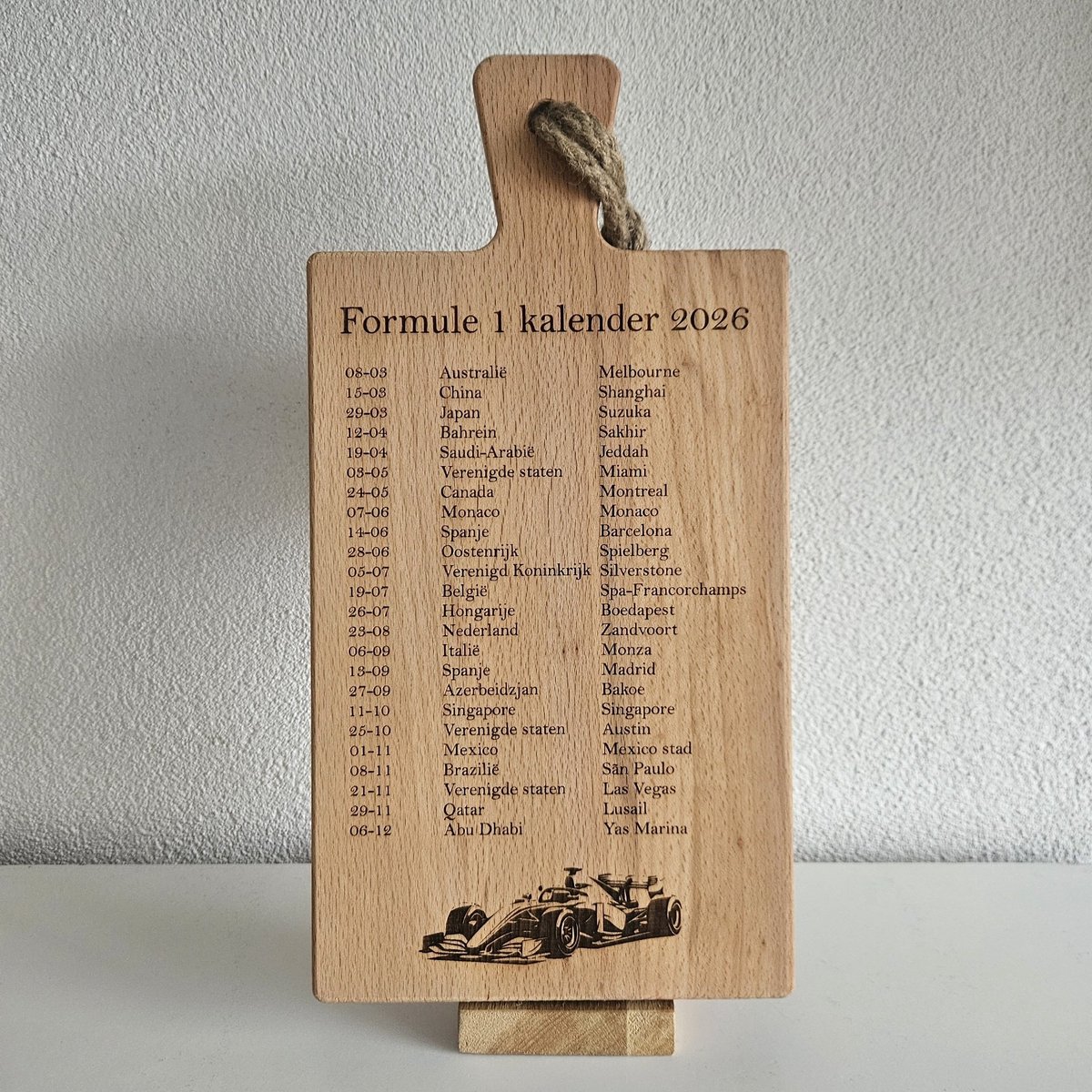 Borrelplank Formule 1 kalender 2026 34 cm