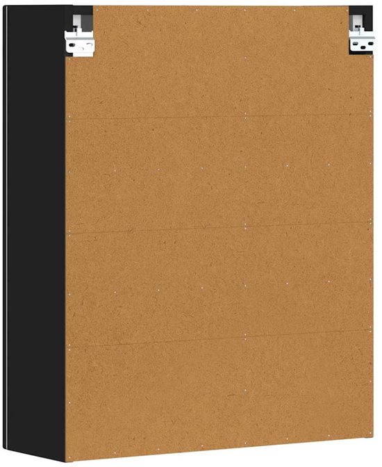 vidaXL - Hangkast - met - plank - ELST - Zwart - 59 - x - 20 - x - 71,5 - cm - Bewerkt - hout