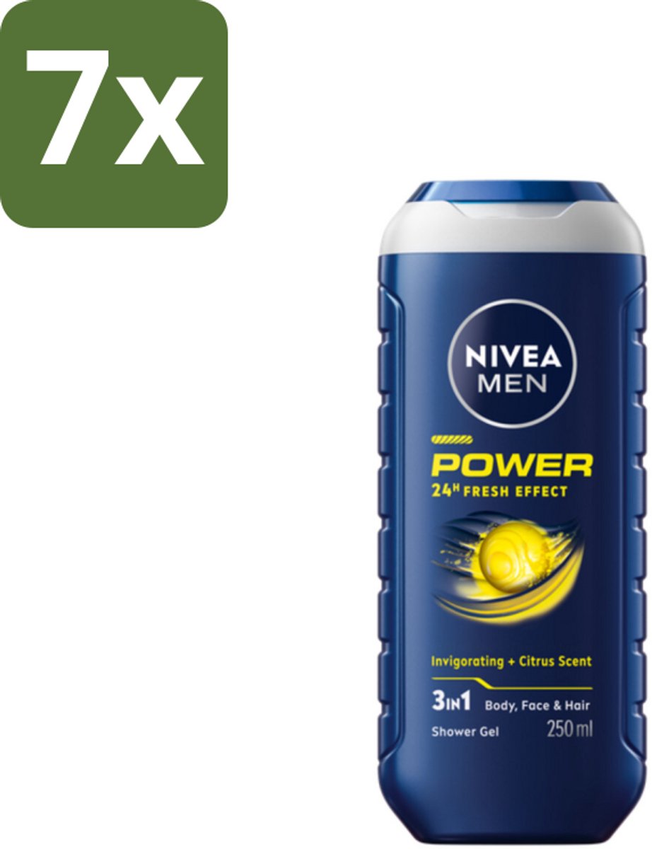 NIVEA Men Douchegel Power Refresh 250 ml - Bulkverpakking - 7 stuks