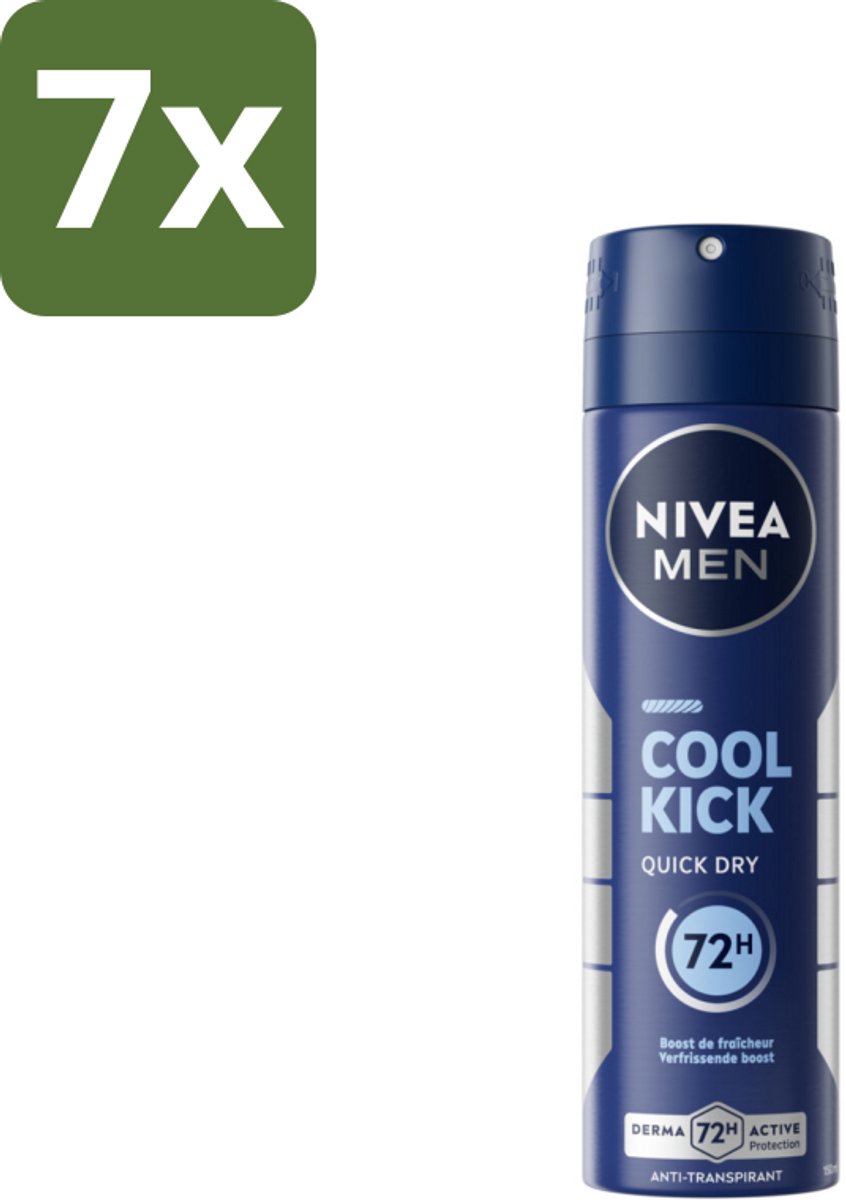 NIVEA Men Deodorant Spray Cool Kick 150 ml - Bulkverpakking - 7 stuks