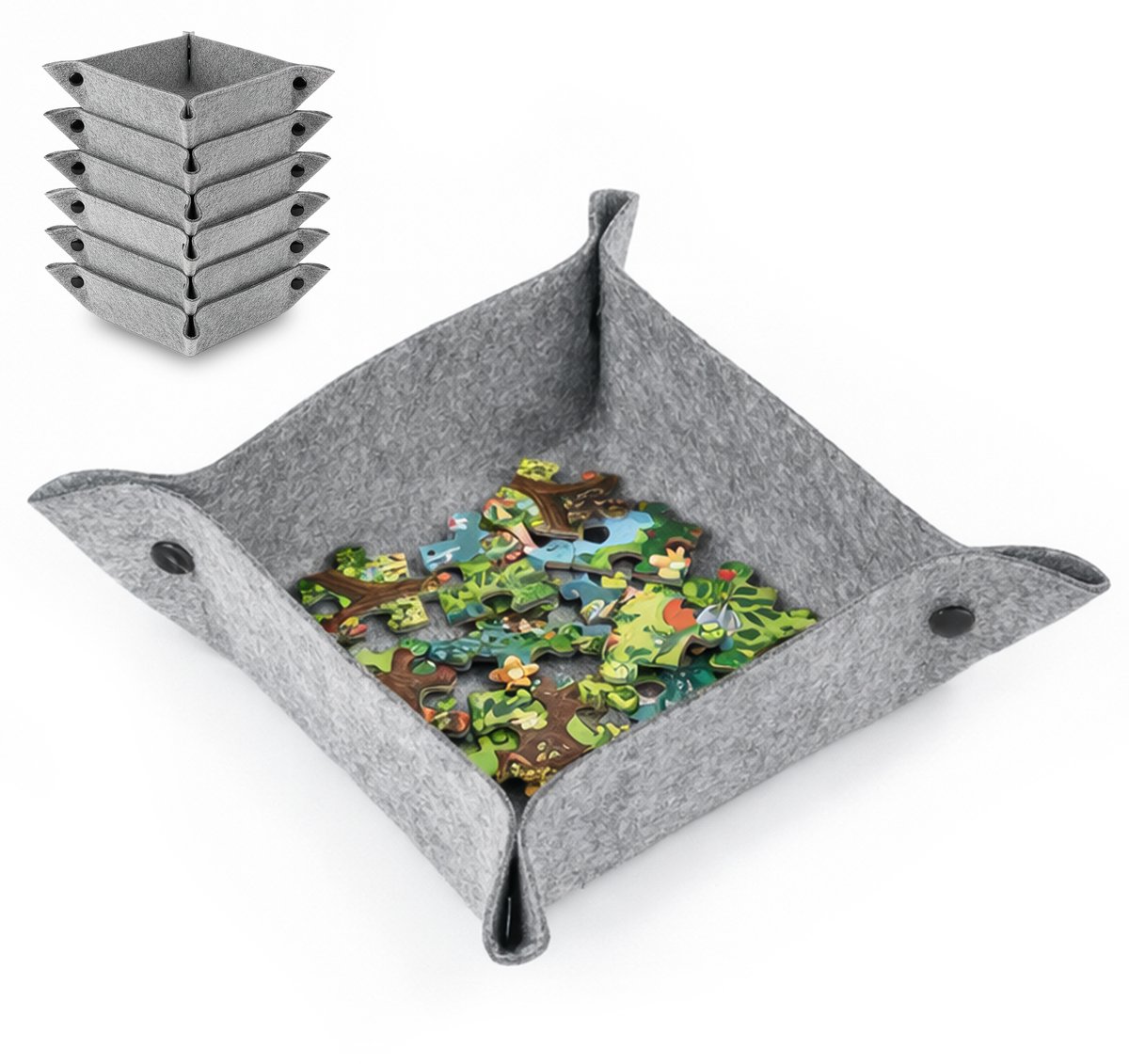 Puzzel sorteerbakjes - 6 stuks - Makkelijk puzzelen - Puzzel accessoires - Vilt - Diydash -