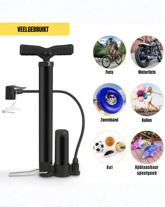 Florixa®Fietspomp met Drukmeter - Fietspomp Klein - Fietspomp Handmatig - Zwart - 33cm x 13cm x 4 cm — afbeelding 2