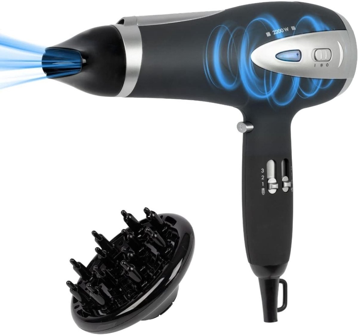 Ultra Power Föhn met diffuser - 2200 Watt - Haardroger met diffuser - Coolshot - Ionische Technologie