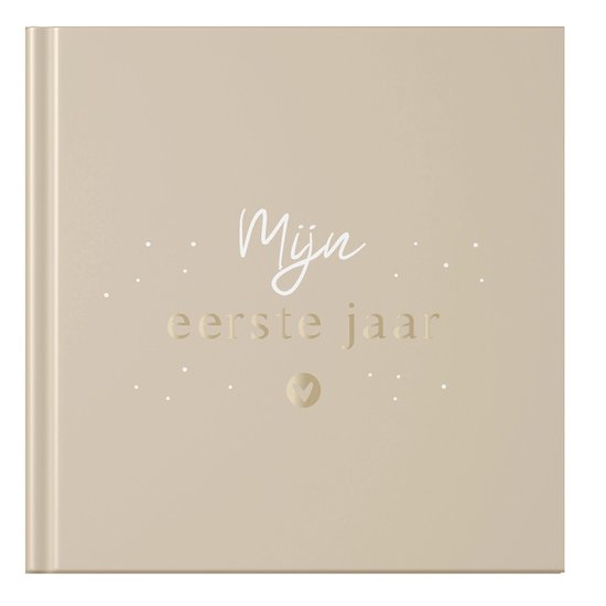 Fyllbooks - Baby Boek Mijn Eerste Jaar - Invulboek Baby - Sunkissed Sand - Goudfolie - Geschikt voor alle Gezinssamenstellingen