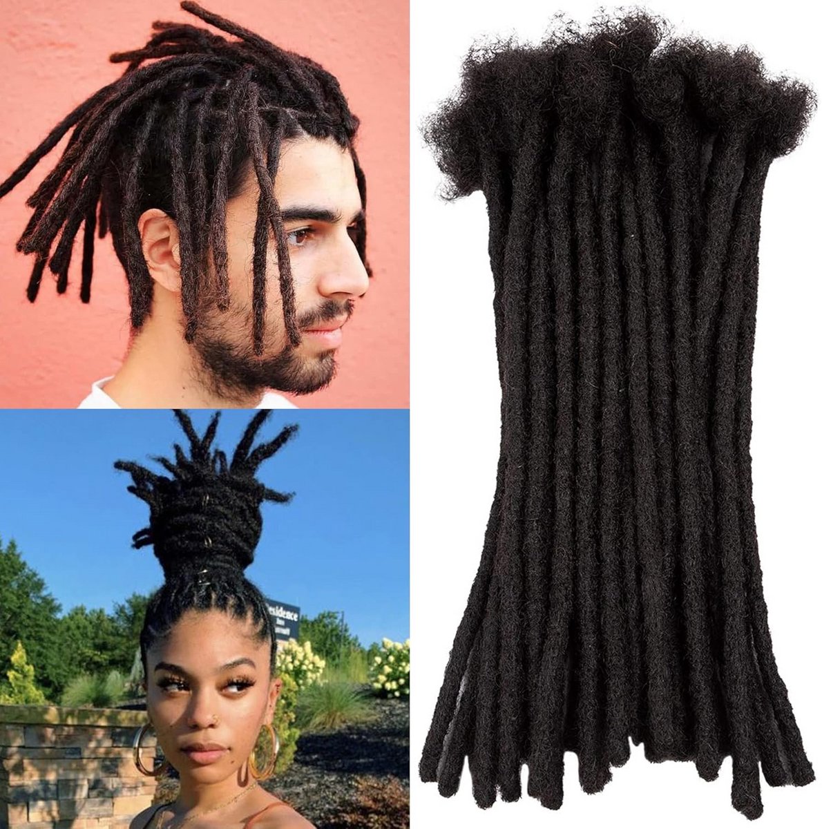 Dreadlock Extensies 8 Inch 100% Echt Menselijk Haar Kinky Locs voor Mannen en Vrouwen