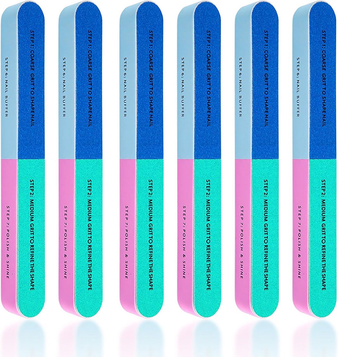 Nagelvijlen Set - Nagelbuffers Polijstvijlen - Nagelverzorging Thuis - Multidimensionaal 4-in-1 Systeem - 6 stuks - Niet gespecificeerd