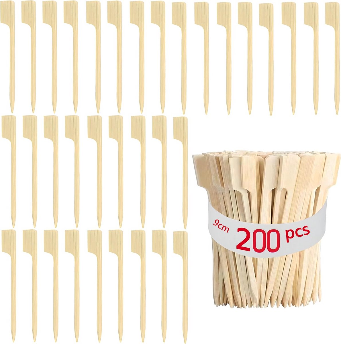 200 Stuks Platte Houten Spiesjes voor BBQ, Cocktails, Fruit en Kebab