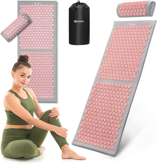 HyperMotion Acupressuurmat XL in grijs met roze