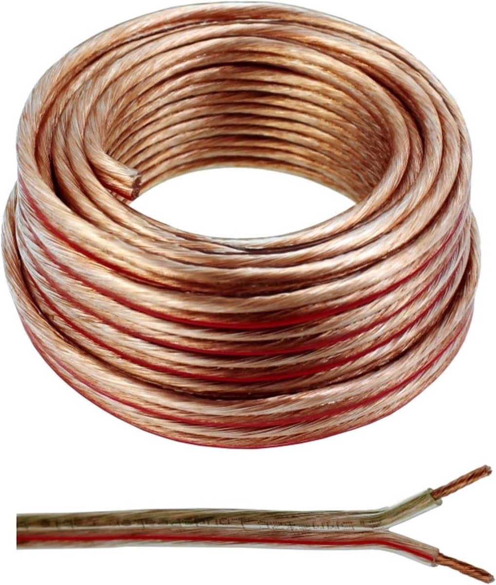 Transparante Luidsprekerkabel 2x4.00mm2 - 10 Meter Audio Kabel