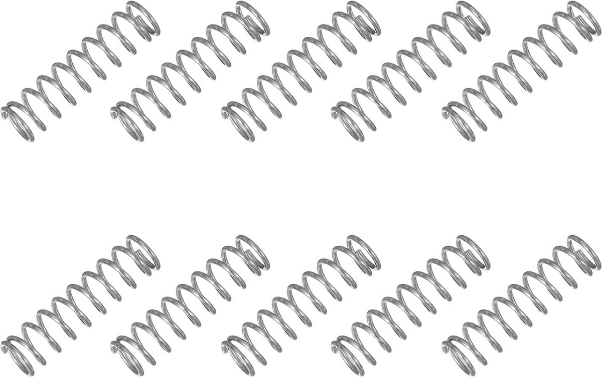 10 Stuks Drukveren RVS 304 Draaddikte 1mm Buitendiameter 8mm Lengte 30mm Set Spiraalveren