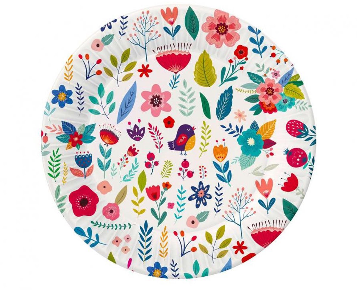 Spring Have Fun Light papieren borden set van 6, 18 cm