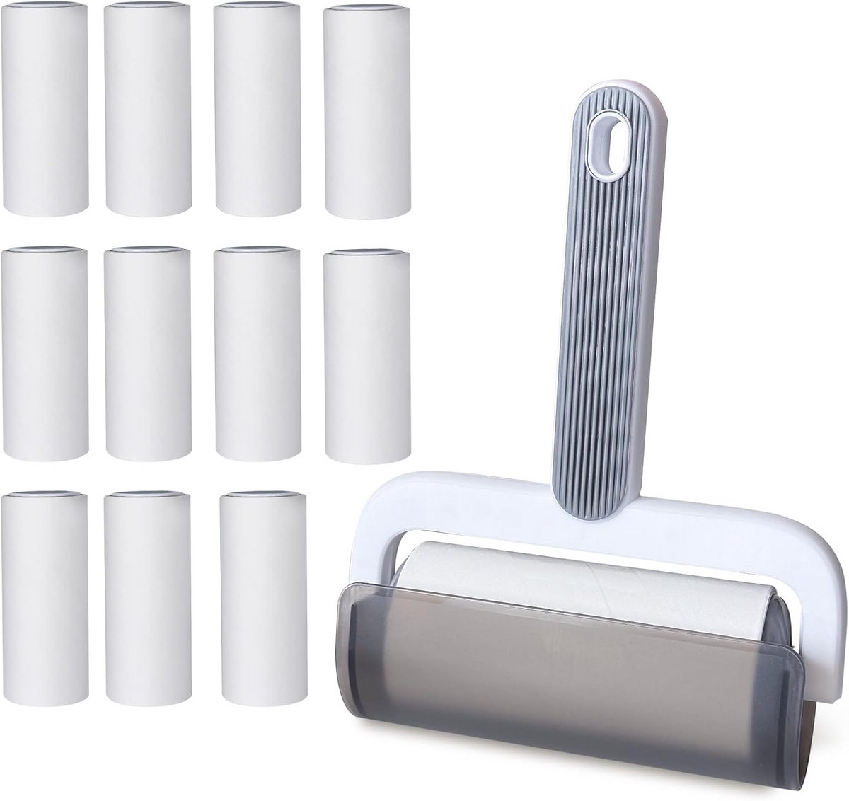 Extra Kleverige Pluisroller Set met 12 Rollen en Stofhoes Dispenser