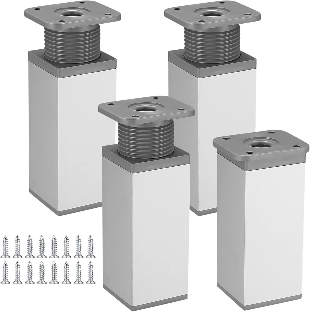 Meubelpoten - bankpoten - stoelpoten - meubelpoten set van 4 - meubelpoten zilver - Tafelpoten van Aluminiumlegering - 40 x 80 mm - van Imperatoris