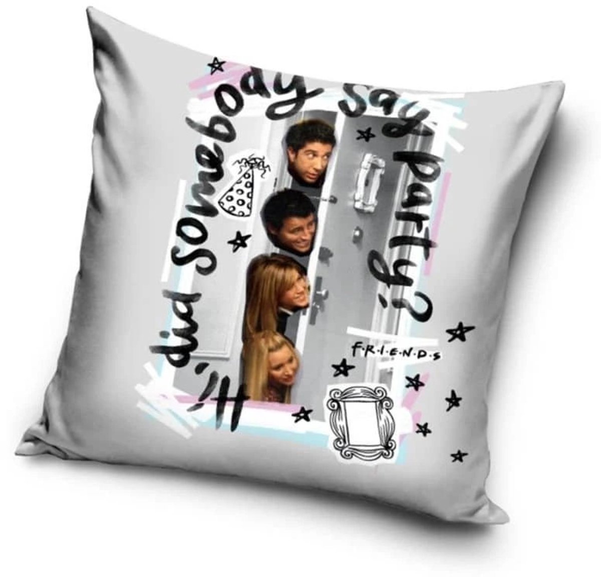 Friends Party 40x40 cm Velours Kussenhoes Blauw