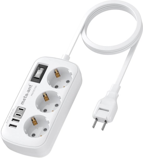 6-in-1 Reisadapter Voor Japan – 2 USB-C, 2 USB-A – Type A Stekker – Geschikt Voor VS, Thailand, China En Canada
