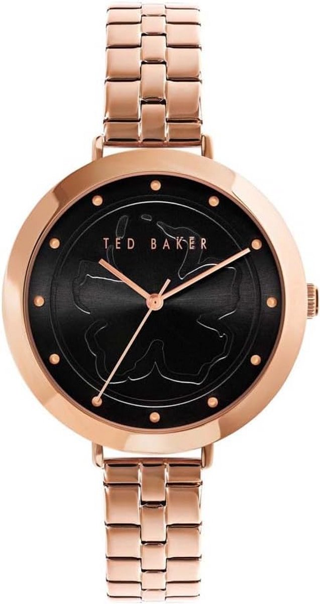 Dameshorloge Roségoud Zwart Bandje Elegant Stijlvol