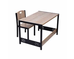 Industrial living Speeltafel – Activiteiten tafel – Kindertafel en stoeltjes – Kinderbureau – Montessori -Kinderkamer Meubels – Eiken Grijs – Zwart