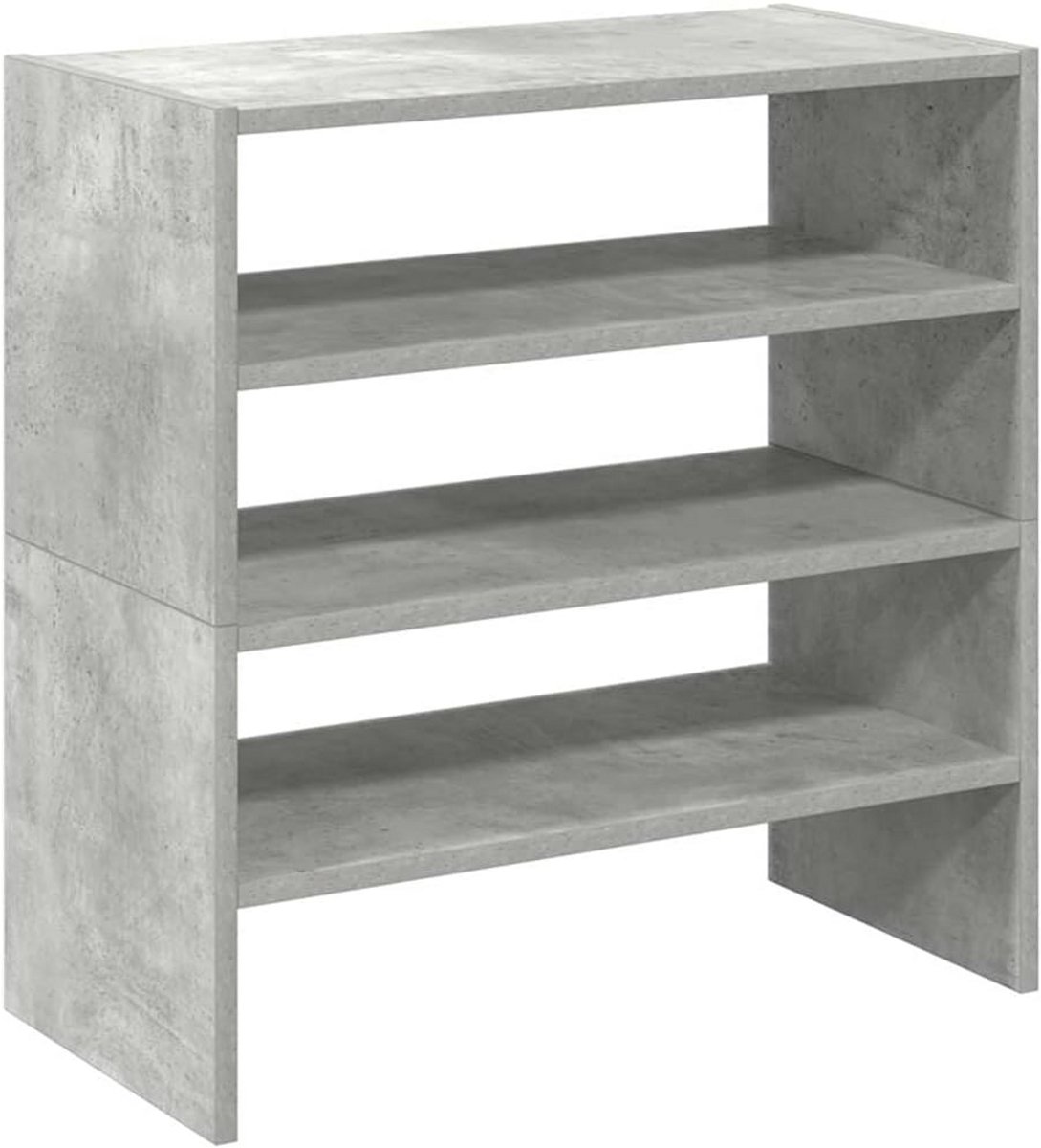 Set van 2 Stapelbare Schoenrekken 60x30x30.5 cm Beton Grijs
