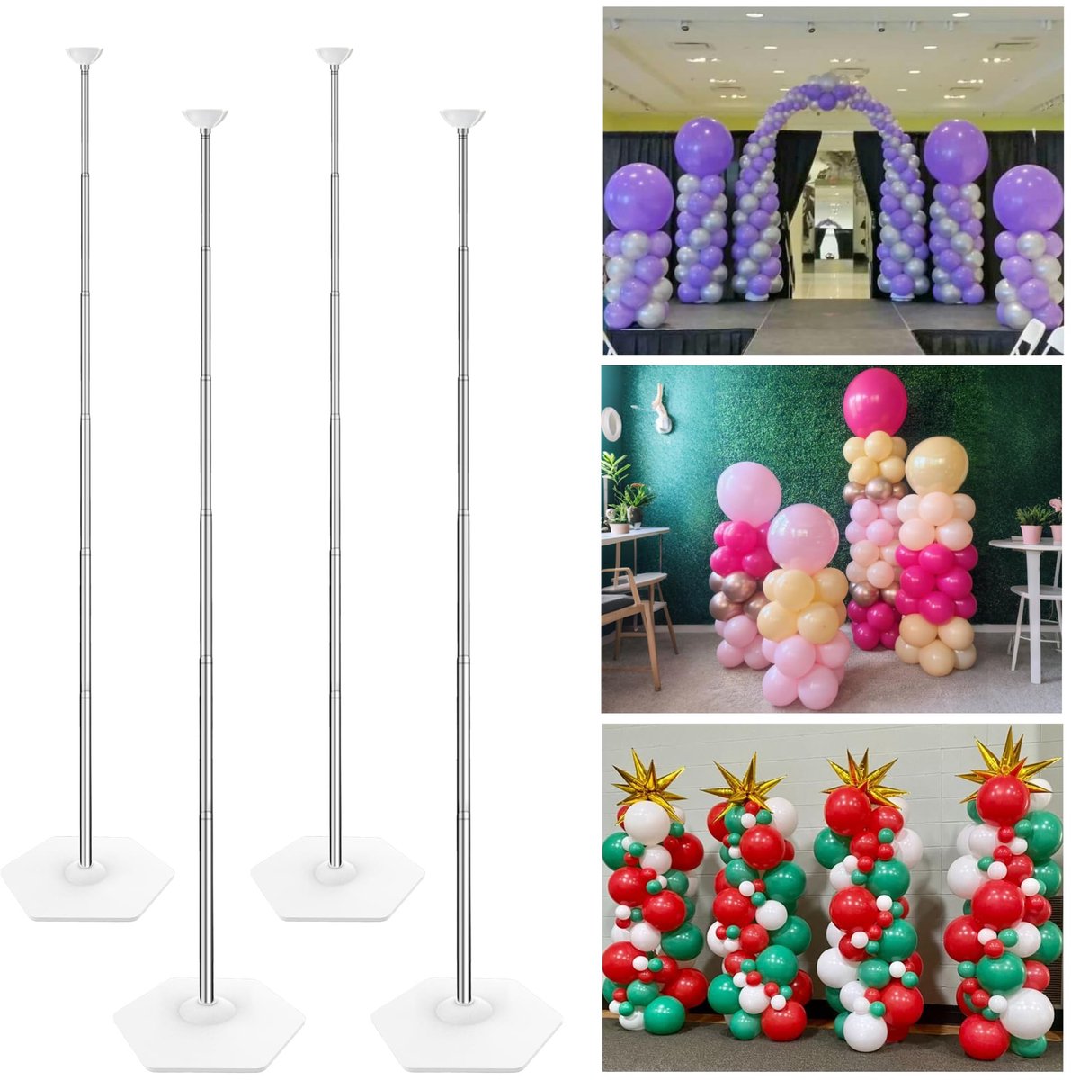 Ballonkolom Stand Kit - Verstelbare Hoogte - Set van 4