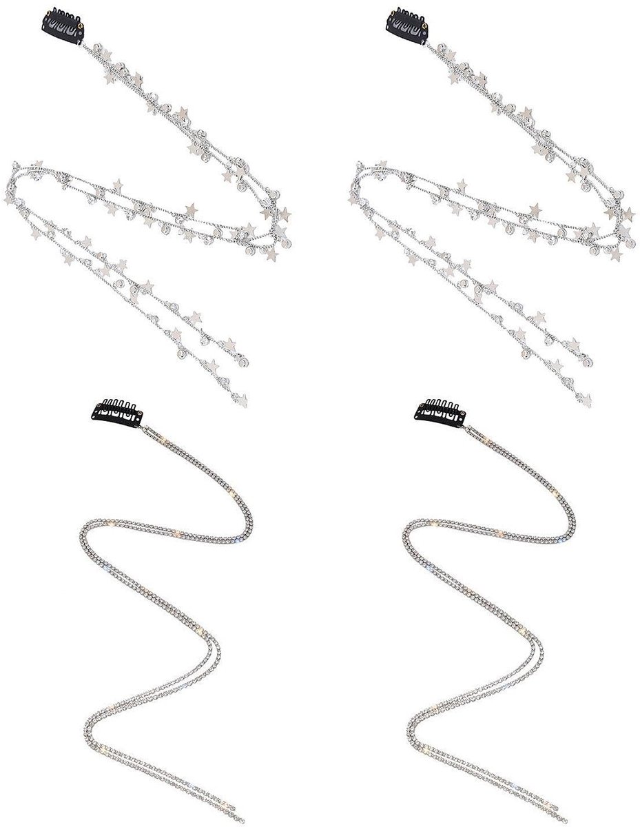 Haaraccessoires Set - Ster En Rhinestone Gevlochten Haar Chains - 50 cm