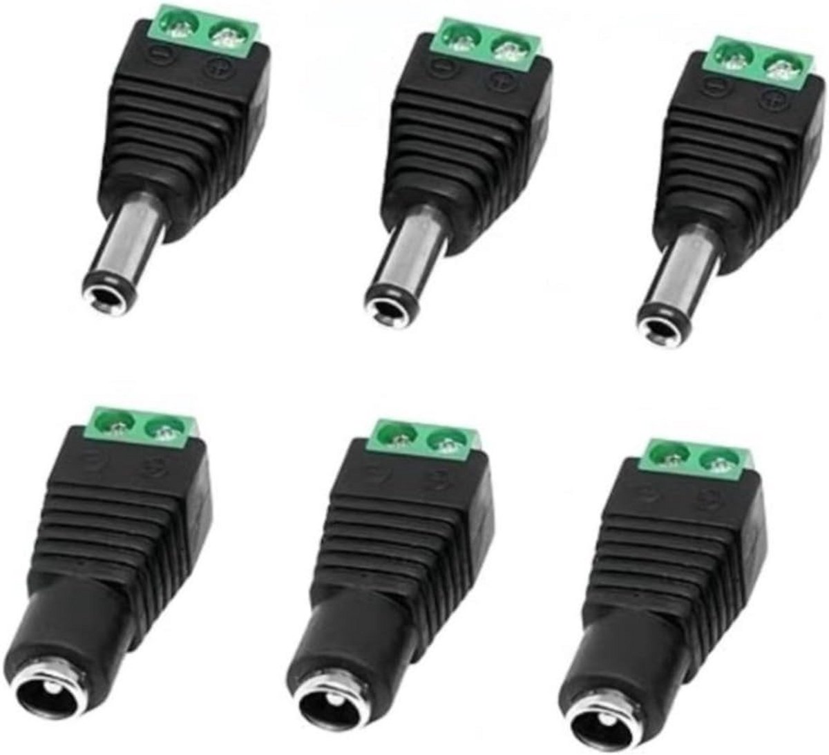 3x DC Stroomadapter Schroefconnector 5.5mm x 2.1mm Binnen/Buiten Plug Adapter voor Camera Router LED
