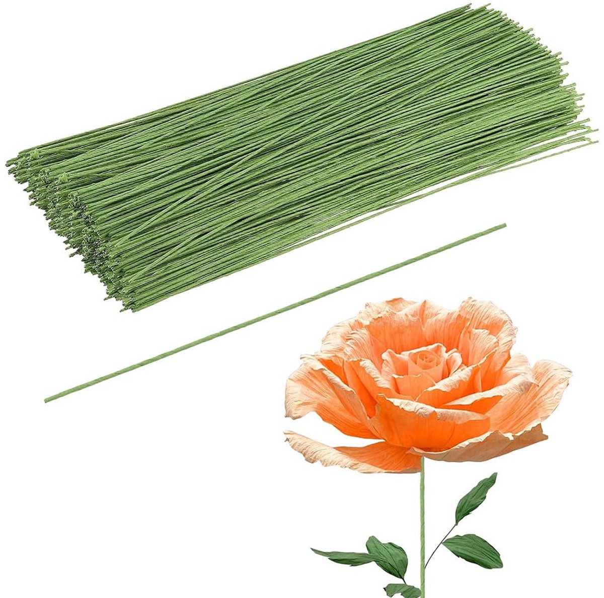 100x Bloemen Drahad lichtgroen 0.45mm x 40cm voor Bloemstukken en Kunstbloemen