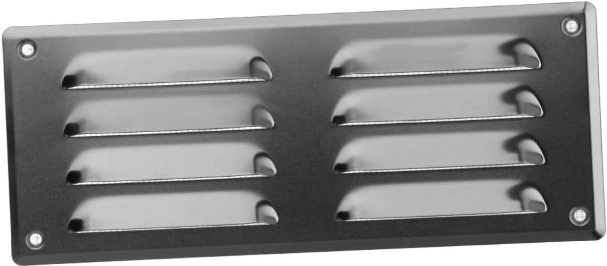 Metalen ventilatierooster 260x105mm met insectenhor voor toevoer en afvoer