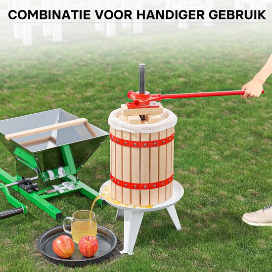 Handfruitpers 18L met Fruitmolen 7L voor Natuurlijke Sapbereiding van Merkloos — afbeelding 2
