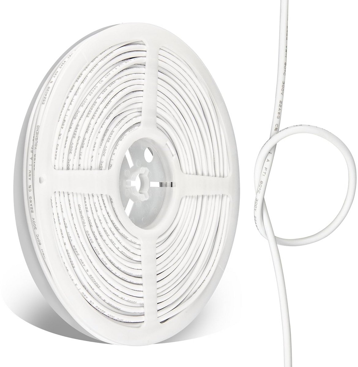 22AWG 2-aderige Installatiekabel 30 Meter Witte Buitenisolatie