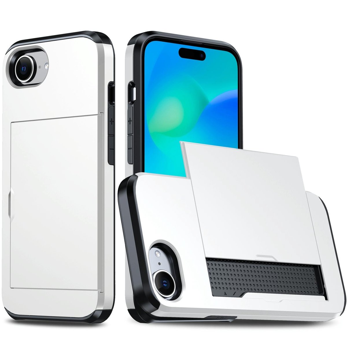 Mobigear Hoesje geschikt voor Apple iPhone 17e Telefoonhoesje met Kaarthouder Hardcase | Mobigear Card Backcover Shockproof met Pasjeshouder | Kaarthouder voor 2 Pasjes | Hoesje voor Pinpas / OV Kaart / Rijbewijs | Schokbestendig iPhone 17e
