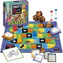 Het bordspel "Party & Co. Family" met speelbord, dobbelstenen, zandlopers en kaarten.