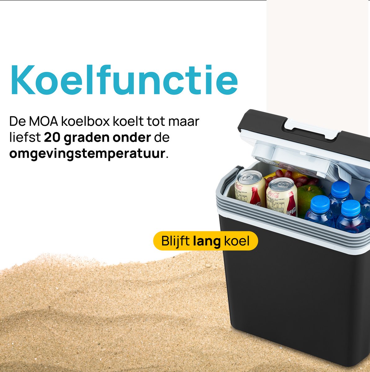 MOA Koelbox Elektrisch 12v 230 volt - 22L - Frigobox - Camping Koelkast - Auto en Camping - Koelen en Verwarmen - Zwart — afbeelding 6