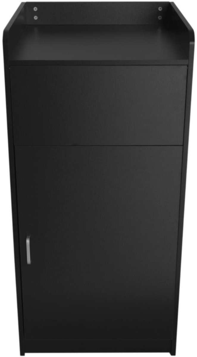 Afvalbak Prullenbak & Dienbladhouder Hout Zwart - 100 Liter - Ideaal voor Horeca Restaurants Evenementen - Inclusief Vinylstickers + Kantelklep 90°