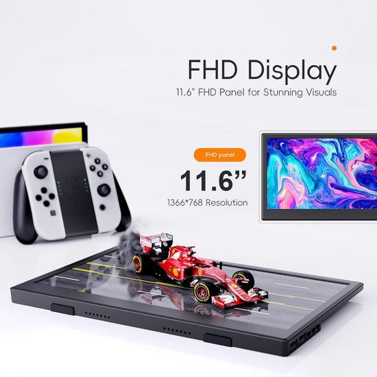 Draagbare Externe Monitor 11,6 Inch HDMI USB-C IPS Scherm met Ingebouwde Speakers — afbeelding 4