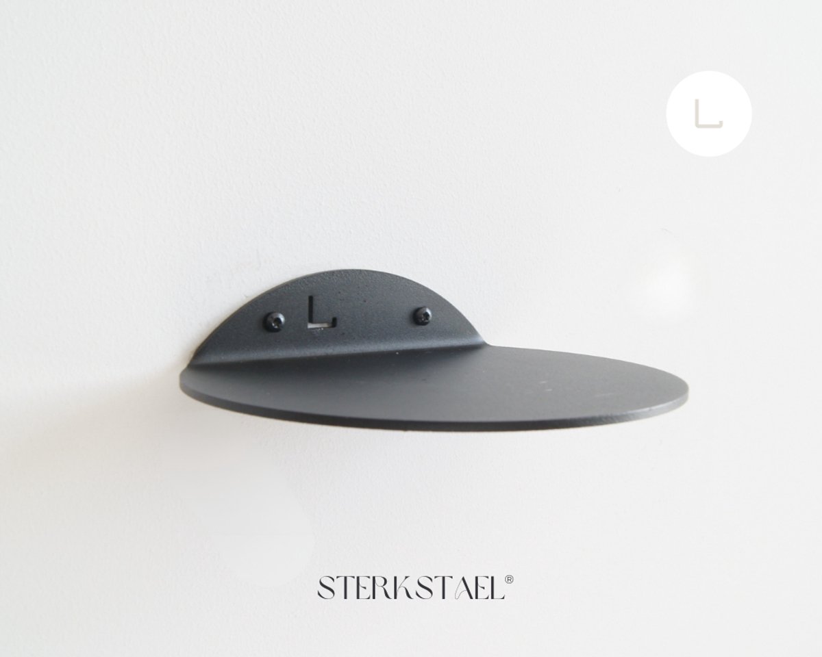 STERKSTAEL Saga wandplank Noir - stalen wandplank - kleur zwart - poedercoating - staal - wandrek - wandplankje - inclusief bevestigingsmateriaal – draagkracht van 10 kg – 1 stuk
