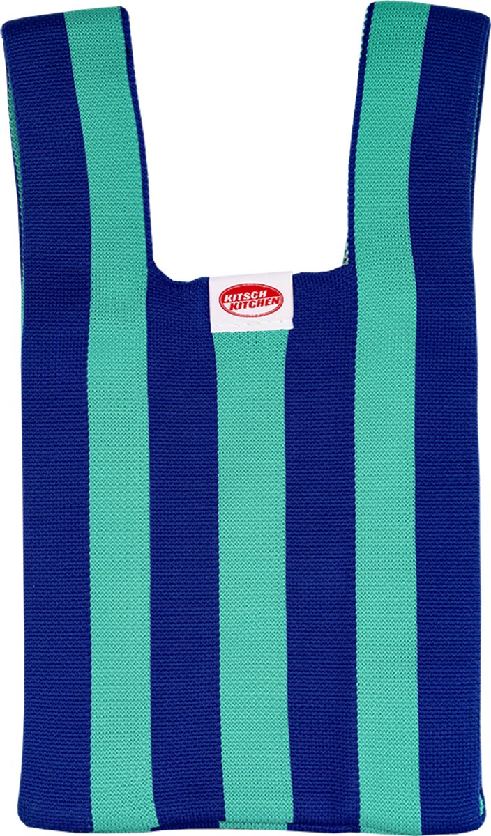 Kitsch Kitchen poppy bag blauw verticale strepen
