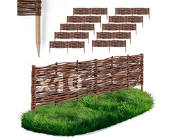 BOGATECO Wilgen Beeteinfassung - Set van 10 Stuks - Diverse Maten - Flexibele Rasenkant & Steckzaun - Handgevlochten Tuinafscheiding | 100 cm x 20 cm