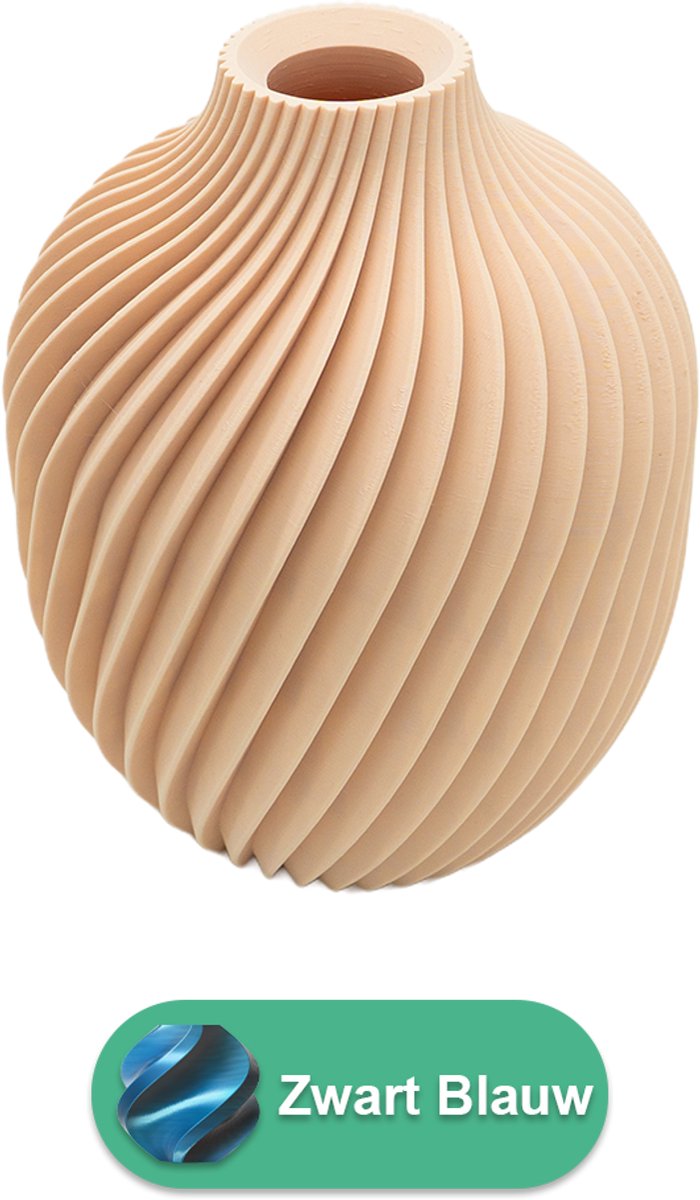 Lovora Nova moderne vaas – Decoratieve vaas - Zwart / Blauw - 3d geprinte vaas – geschikt voor droogbloemen - 20CM