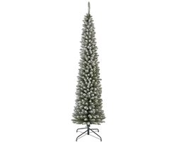 Everlands Pencil pine - smalle kunstkerstboom met sneeuw groen, wit 2,4m x 70cm